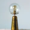 19" Metal Table Lamp with Glass Shade (Includes CFL Light Bulb) Antique Brass - 3R Studios