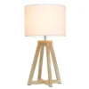 Natural Wood Interlocked Triangular Table Lamp with Fabric Shade White - Simple Designs