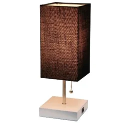 Petite Stick Lamp with USB Charging Port and Fabric Shade - Simple Designs White