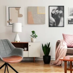 23" Glass Table Lamp with Linen Shade White - Globe Electric