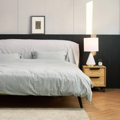 23" Glass Table Lamp with Linen Shade White - Globe Electric 2 23" Glass Table Lamp with Linen Shade White - Globe Electric - Image 2