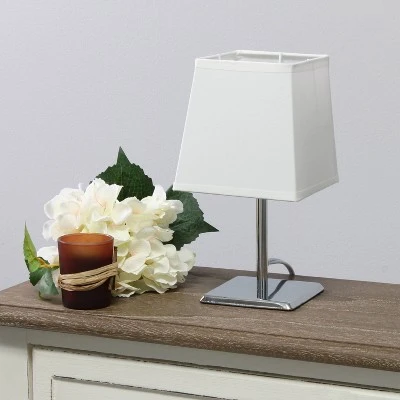 Mini Table Lamp with Squared Empire Fabric Shade White - Simple Designs 2 Mini Table Lamp with Squared Empire Fabric Shade White - Simple Designs - Image 2