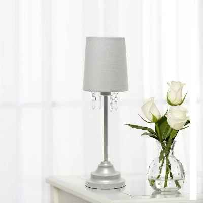 Table Lamp with Fabric Shade and Hanging Acrylic Beads Gray - Simple Designs 3 Table Lamp with Fabric Shade and Hanging Acrylic Beads Gray - Simple Designs - Image 3