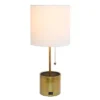 Hammered Metal Organizer Table Lamp with USB Charging Port and Fabric Shade - Simple Designs White