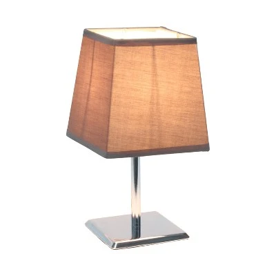 Mini Table Lamp with Squared Empire Fabric Shade Gray - Simple Designs 1 Mini Table Lamp with Squared Empire Fabric Shade Gray - Simple Designs
