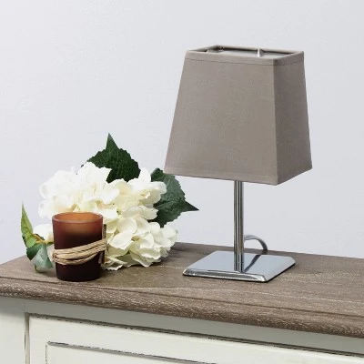 Mini Table Lamp with Squared Empire Fabric Shade Gray - Simple Designs 2 Mini Table Lamp with Squared Empire Fabric Shade Gray - Simple Designs - Image 2