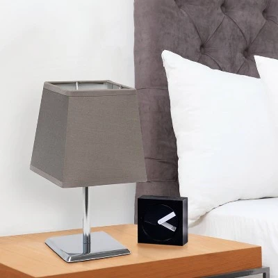 Mini Table Lamp with Squared Empire Fabric Shade Gray - Simple Designs 3 Mini Table Lamp with Squared Empire Fabric Shade Gray - Simple Designs - Image 3