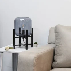 Wood Mounted Table Lamp with Glass Cylinder Shade Smoke - Simple Designs -Deals A Radiant Den Store unnamed file 2442