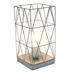 Metal Geometric Square Table Lamp Gray - Simple Designs