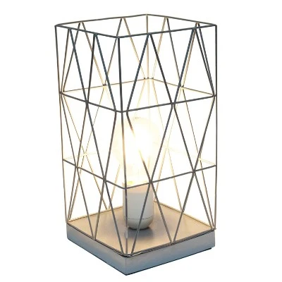 Metal Geometric Square Table Lamp Gray - Simple Designs 1 Metal Geometric Square Table Lamp Gray - Simple Designs
