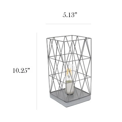 Metal Geometric Square Table Lamp Gray - Simple Designs 2 Metal Geometric Square Table Lamp Gray - Simple Designs - Image 2