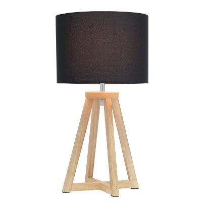 Wood Interlocked Triangular Table Lamp with Fabric Shade Natural - Simple Designs 1 Wood Interlocked Triangular Table Lamp with Fabric Shade Natural - Simple Designs