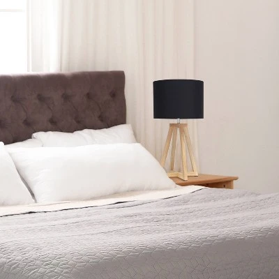 Wood Interlocked Triangular Table Lamp with Fabric Shade Natural - Simple Designs 3 Wood Interlocked Triangular Table Lamp with Fabric Shade Natural - Simple Designs - Image 3