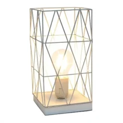 Metal Geometric Square Table Lamp White - Simple Designs