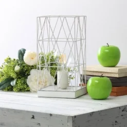 Metal Geometric Square Table Lamp White - Simple Designs -Deals A Radiant Den Store unnamed file 2548