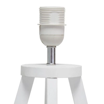 White Wood Interlocked Triangular Table Lamp with Fabric Shade White - Simple Designs 4 White Wood Interlocked Triangular Table Lamp with Fabric Shade White - Simple Designs - Image 4