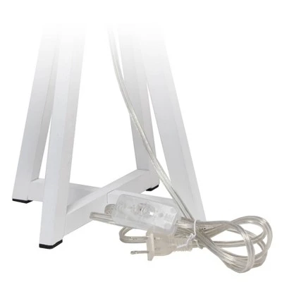White Wood Interlocked Triangular Table Lamp with Fabric Shade White - Simple Designs 5 White Wood Interlocked Triangular Table Lamp with Fabric Shade White - Simple Designs - Image 5