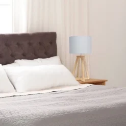 Natural Wood Interlocked Triangular Table Lamp with Fabric Shade Brown - Simple Designs -Deals A Radiant Den Store unnamed file 2599