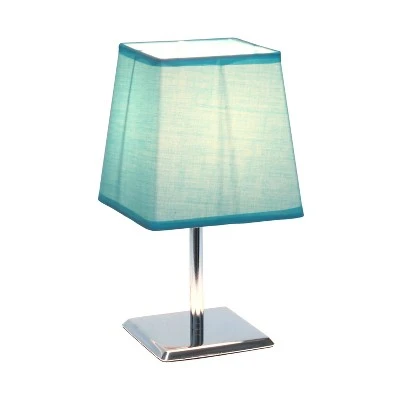 Mini Table Lamp with Squared Empire Fabric Shade Blue - Simple Designs 1 Mini Table Lamp with Squared Empire Fabric Shade Blue - Simple Designs