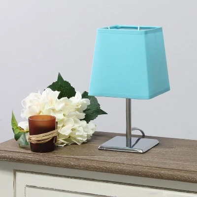 Mini Table Lamp with Squared Empire Fabric Shade Blue - Simple Designs 2 Mini Table Lamp with Squared Empire Fabric Shade Blue - Simple Designs - Image 2