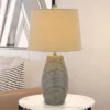 25" Ticino Ceramic Table Lamps with Taper Drum Hardback Shade Earth Tone - Cal Lighting