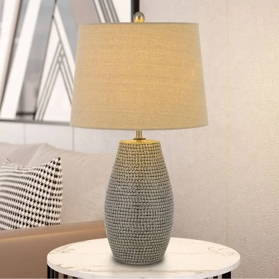 25" Ticino Ceramic Table Lamps with Taper Drum Hardback Shade Earth Tone - Cal Lighting 1 25" Ticino Ceramic Table Lamps with Taper Drum Hardback Shade Earth Tone - Cal Lighting