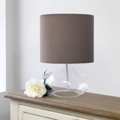 Clear Glass Raindrop Table Lamp with Fabric Shade Gray - Simple Designs -Deals A Radiant Den Store unnamed file 2673