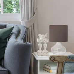 Clear Glass Raindrop Table Lamp with Fabric Shade Gray - Simple Designs -Deals A Radiant Den Store unnamed file 2674