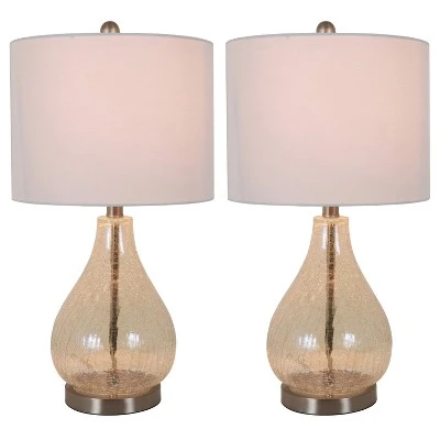 22.5" Set of 2 Crackled Teardrop Table Lamp Iridescent Gold - Decor Therapy 1 22.5" Set of 2 Crackled Teardrop Table Lamp Iridescent Gold - Decor Therapy