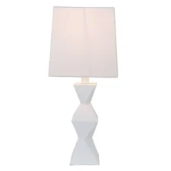 20.5" Knox Stacked Diamond Tale Lamp Satin White - Decor Therapy