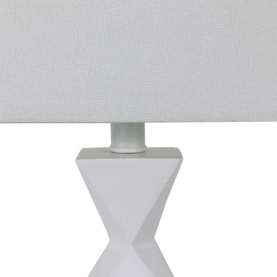 20.5" Knox Stacked Diamond Tale Lamp Satin White - Decor Therapy 2 20.5" Knox Stacked Diamond Tale Lamp Satin White - Decor Therapy - Image 2