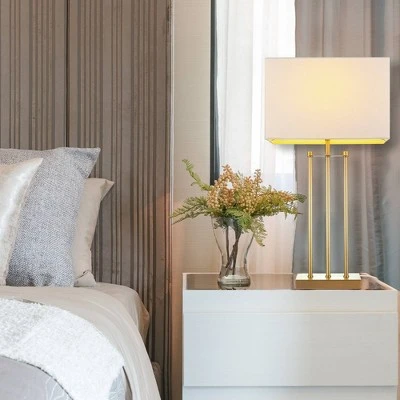 24" Soho Table Lamp with Linen Shade White - Globe Electric 3 24" Soho Table Lamp with Linen Shade White - Globe Electric - Image 3