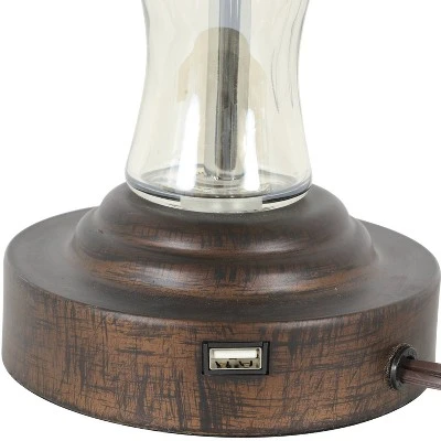 17" Set of 2 Brady Table Lamp with USB Ports Bronze Glass - Decor Therapy 4 17" Set of 2 Brady Table Lamp with USB Ports Bronze Glass - Decor Therapy - Image 4