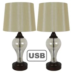 17" Set of 2 Brady Table Lamp with USB Ports Bronze Glass - Decor Therapy 15 17" Set of 2 Brady Table Lamp with USB Ports Bronze Glass - Decor Therapy -Deals A Radiant Den Store unnamed file 2802