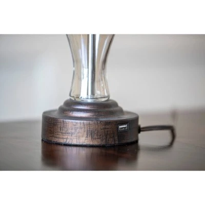 17" Set of 2 Brady Table Lamp with USB Ports Bronze Glass - Decor Therapy 11 17" Set of 2 Brady Table Lamp with USB Ports Bronze Glass - Decor Therapy - Image 11