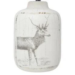 Rustic Deer Buck Nature Printed Ceramic Accent Table Lamp with Fabric Shade White - Simple Designs -Deals A Radiant Den Store unnamed file 2829