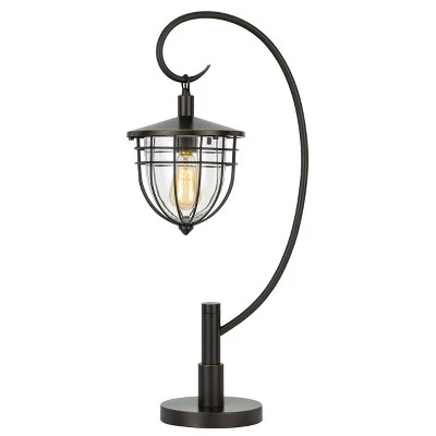 30.5" Alma Metal and Glass Down Bridge Lantern Style Table Lamp (Includes Light Bulb) Dark Bronze - Cal Lighting 1 30.5" Alma Metal and Glass Down Bridge Lantern Style Table Lamp (Includes Light Bulb) Dark Bronze - Cal Lighting