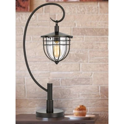 30.5" Alma Metal and Glass Down Bridge Lantern Style Table Lamp (Includes Light Bulb) Dark Bronze - Cal Lighting 2 30.5" Alma Metal and Glass Down Bridge Lantern Style Table Lamp (Includes Light Bulb) Dark Bronze - Cal Lighting - Image 2