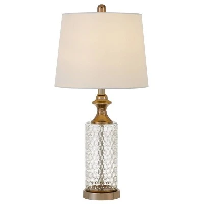 26.5" Breda Glass Table Lamp with Taper Drum Hardback Fabric Shade Copper - Cal Lighting 2 26.5" Breda Glass Table Lamp with Taper Drum Hardback Fabric Shade Copper - Cal Lighting - Image 2