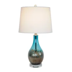 Art Glass Table Lamp with Crystal Base Blue Gradient - Decor Therapy