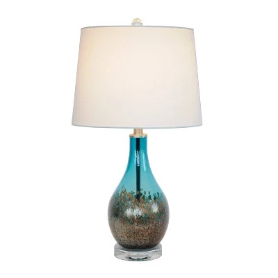 Art Glass Table Lamp with Crystal Base Blue Gradient - Decor Therapy 1 Art Glass Table Lamp with Crystal Base Blue Gradient - Decor Therapy