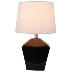 19.5" Carrol Geometric Table Lamp (Includes LED Light Bulb) Black - Decor Therapy