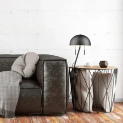 18" 2-Light Luna Clamp Arm Table Lamp with Mushroom Shade Matte Black - Globe Electric