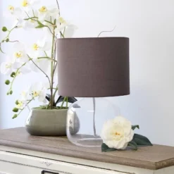 Glass Table Lamp with Fabric Shade Gray - Simple Designs -Deals A Radiant Den Store unnamed file 2922