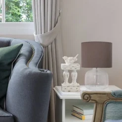 Glass Table Lamp with Fabric Shade Gray - Simple Designs -Deals A Radiant Den Store unnamed file 2923