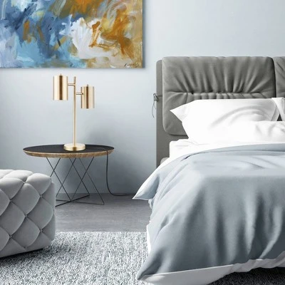 20" 2-Light Pratt Table Lamp with Shade Matte Brass - Globe Electric 2 20" 2-Light Pratt Table Lamp with Shade Matte Brass - Globe Electric - Image 2