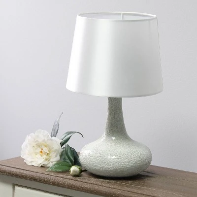 Mosaic Tiled Glass Genie Table Lamp with Fabric Shade White - Simple Designs 2 Mosaic Tiled Glass Genie Table Lamp with Fabric Shade White - Simple Designs - Image 2