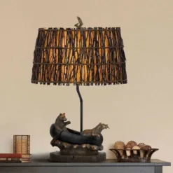 27" Bear Canoe Resin Table Lamp Brown - Cal Lighting