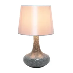 Mosaic Tiled Glass Genie Table Lamp with Fabric Shade Gray - Simple Designs