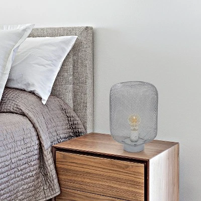 Metal Mesh Industrial Table Lamp Gray - Simple Designs 5 Metal Mesh Industrial Table Lamp Gray - Simple Designs - Image 5